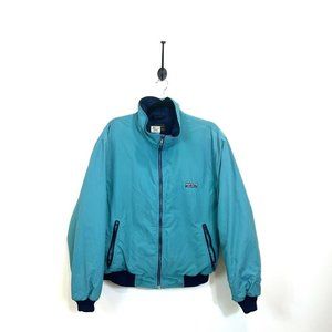 Vintage Eddie Bauer Fleece Lined Jacket Turquoise Large Full Zip Blue Green
